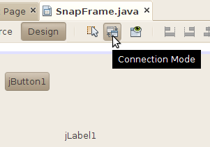 Connection mode button in the visual designer toolbar