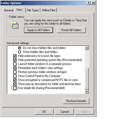 Отображение вкладки Security в Windows XP.
