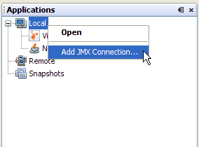 Добавление соединения JMX с локальным узлом.