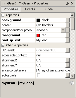 Это число представляет myBean1 свойства в Окне свойств