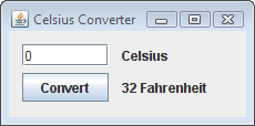 Иллюстрация показывая завершенное приложение CelsiusConverter.