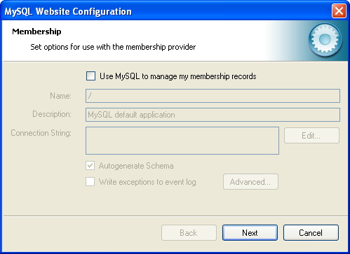 MySQL Website Configuration Tool - Членство