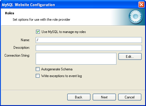 MySQL Website Configuration Tool - Роли