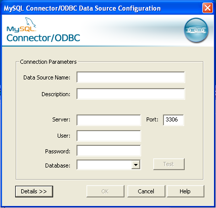 Добавьте Диалоговое окно Имени источника данных для Соединителя/ODBC 5.2