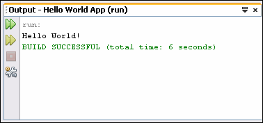 The program prints Hello World! to the Output window (along with other output from the build script).