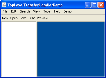 A snapshot of the TopLevelTransferHandlerDemo demo.