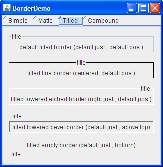 BorderDemo: Названные Границы