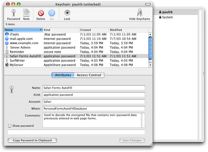 The Keychain Access application