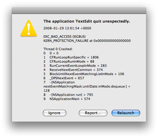 Figure 4, CrashReporter in Developer mode