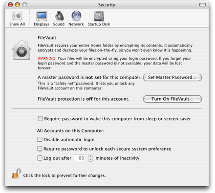 Security system preferences
