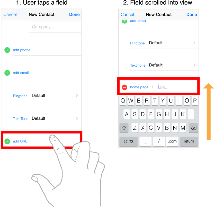 Adjusting content to accommodate the keyboard