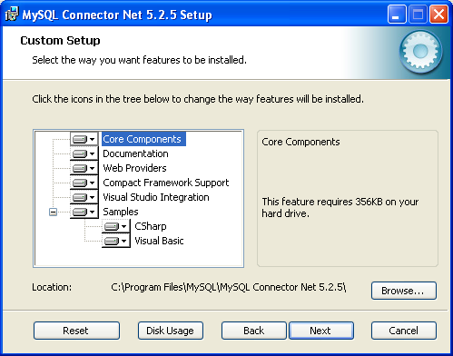 Установщик Windows соединителя/Сети - Пользовательская установка