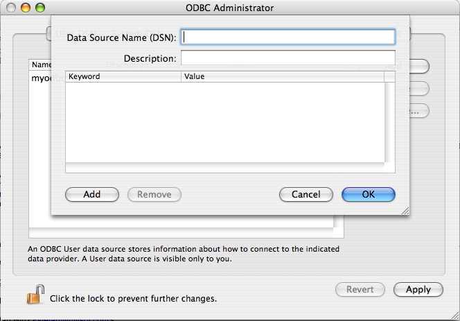 Администратор ODBC Добавляет Диалоговое окно DSN